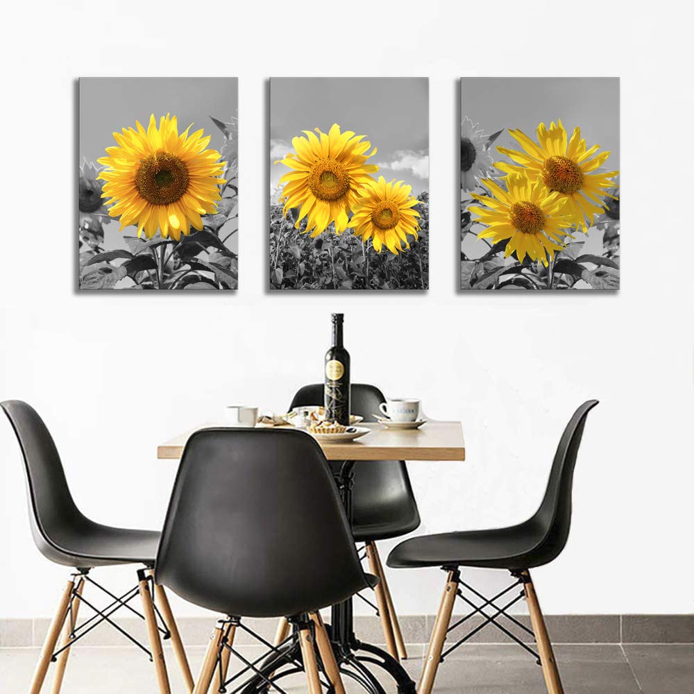 USIXA sunflower wall art close-up petals for bold living room appeal