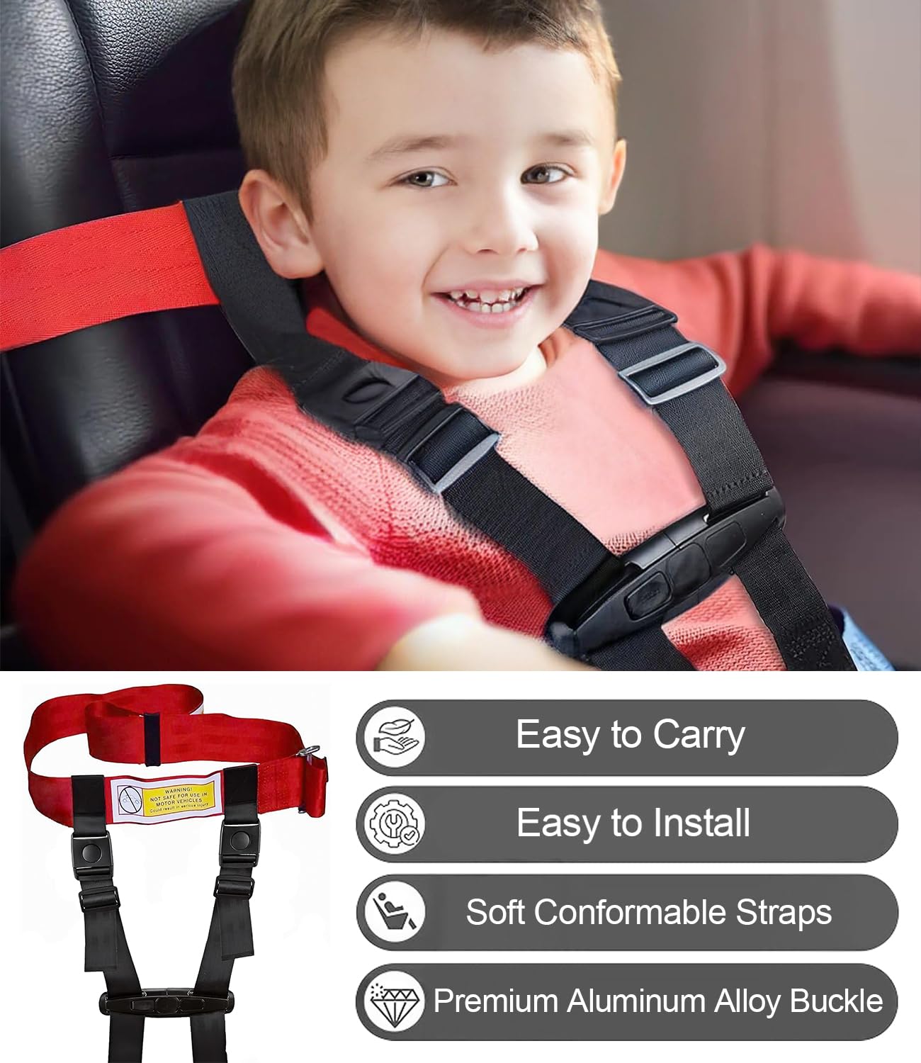 Usluole airplane safety harness drawstring storage—convenient carry pouch keeps harness organized.