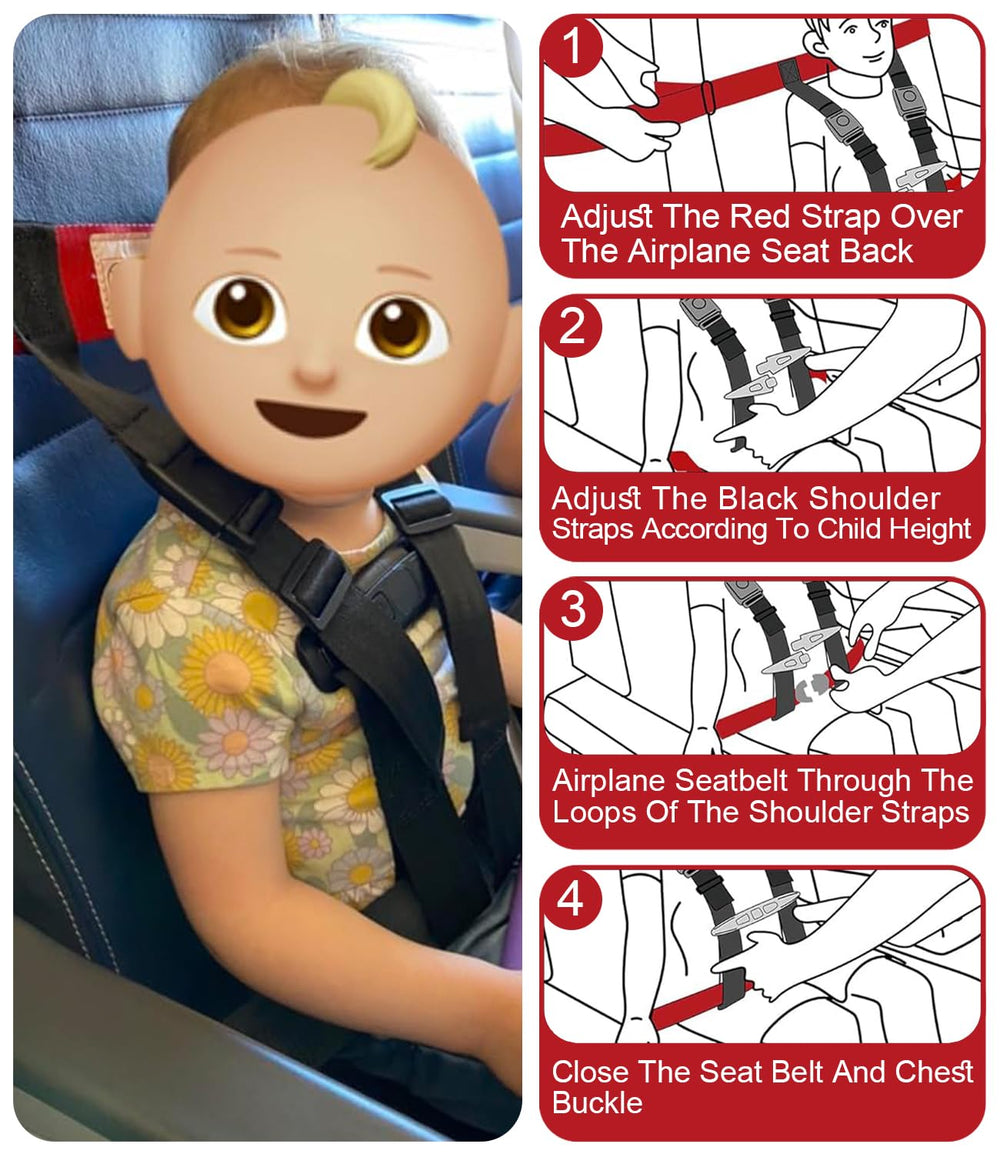 Usluole airplane safety harness weight-size label—clear guidance for quick seat compatibility.