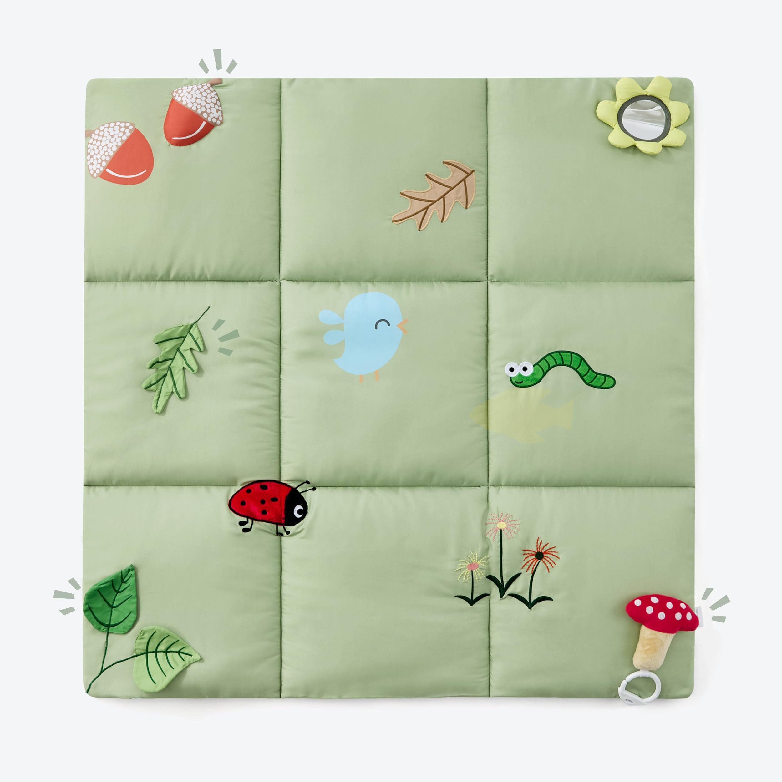 UTEX 9-in-1 tummy time mat with flower mirror boosts visual tracking and sensory discovery