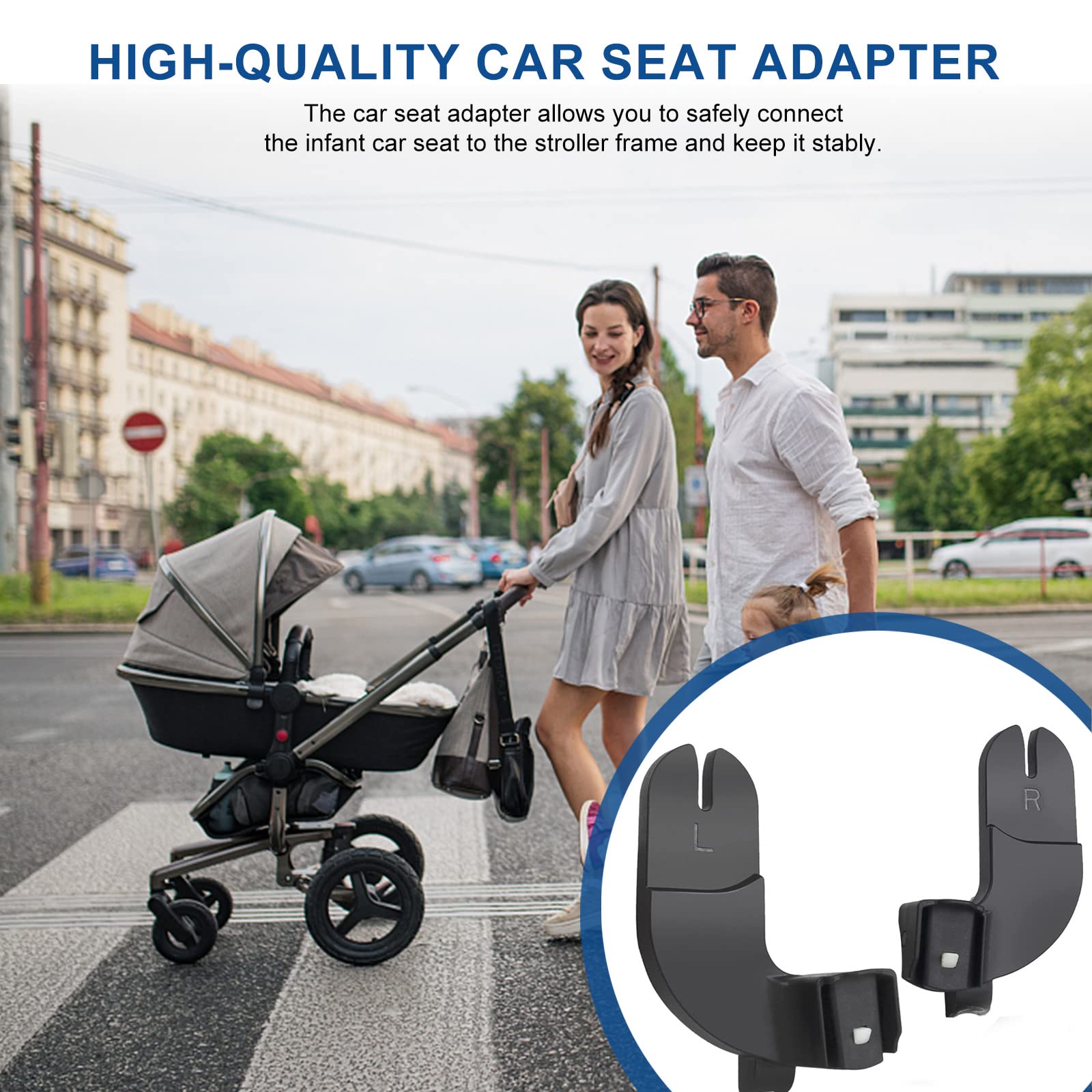 UTNVBTR car seat adapter packaging shows included items and an easy to follow guide