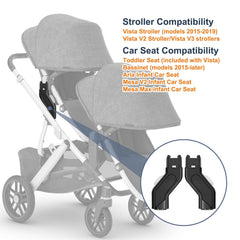 UTNVBTR upper adapters with bassinet attachment on Vista stroller