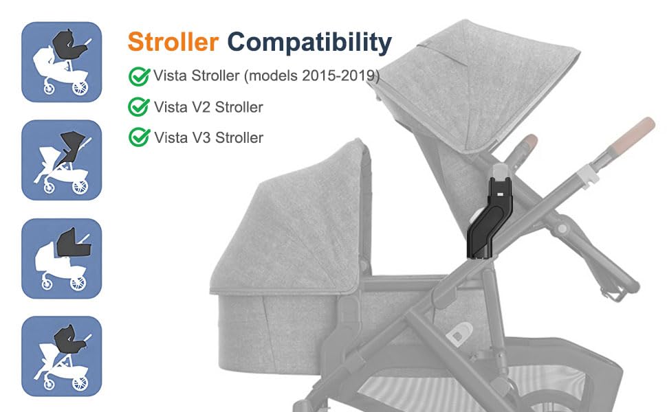 UTNVBTR upper adapters folded with stroller for easy storage