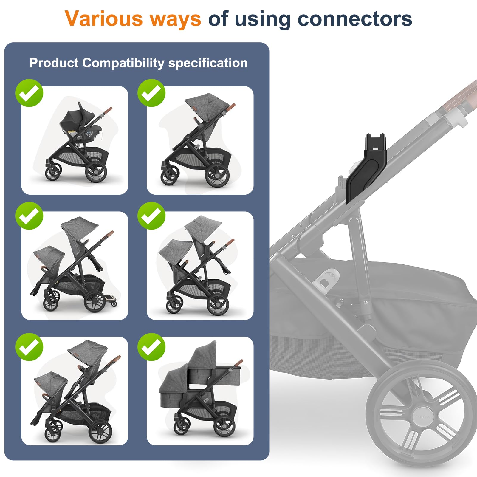UTNVBTR upper adapters snapping into place for toddler seat configuration