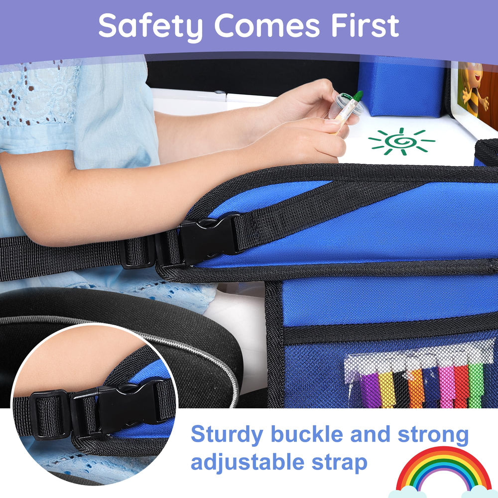 UTOLOVE travel tray on car seat demonstrates stability during trips