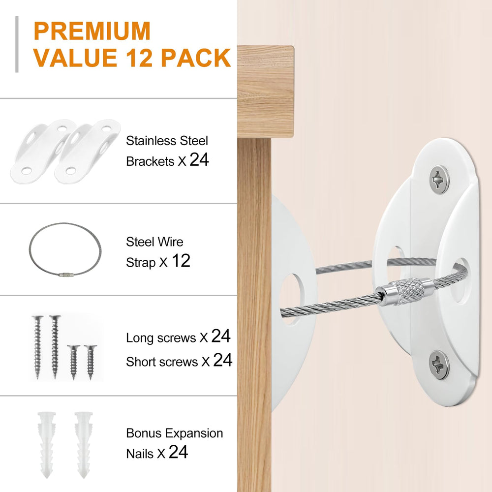 Utook Furniture Anchors 12-pack secured bookcase demonstrates anti-tip stability