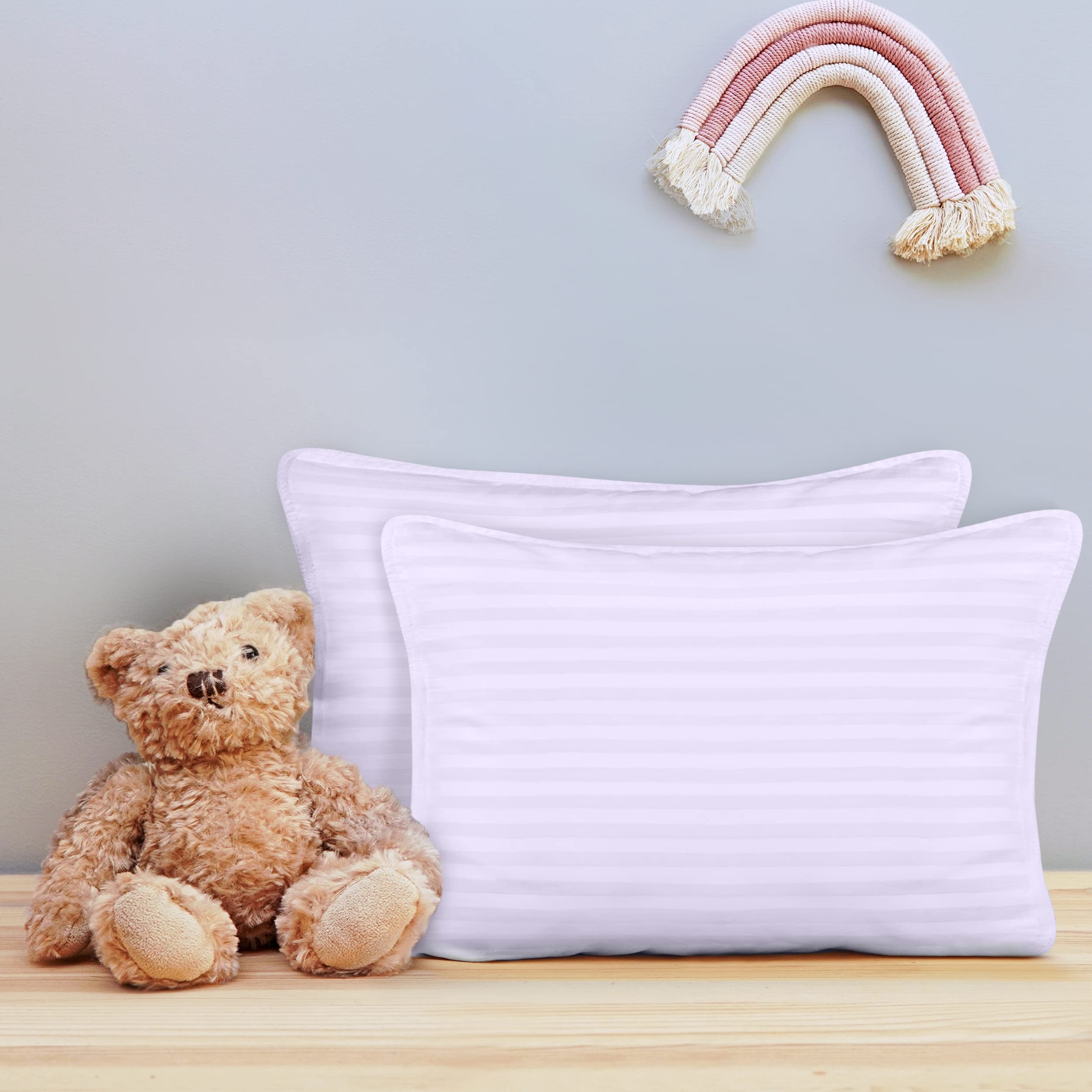 Utopia Bedding toddler pillow cotton blend cover closeup — durable, breathable shell.
