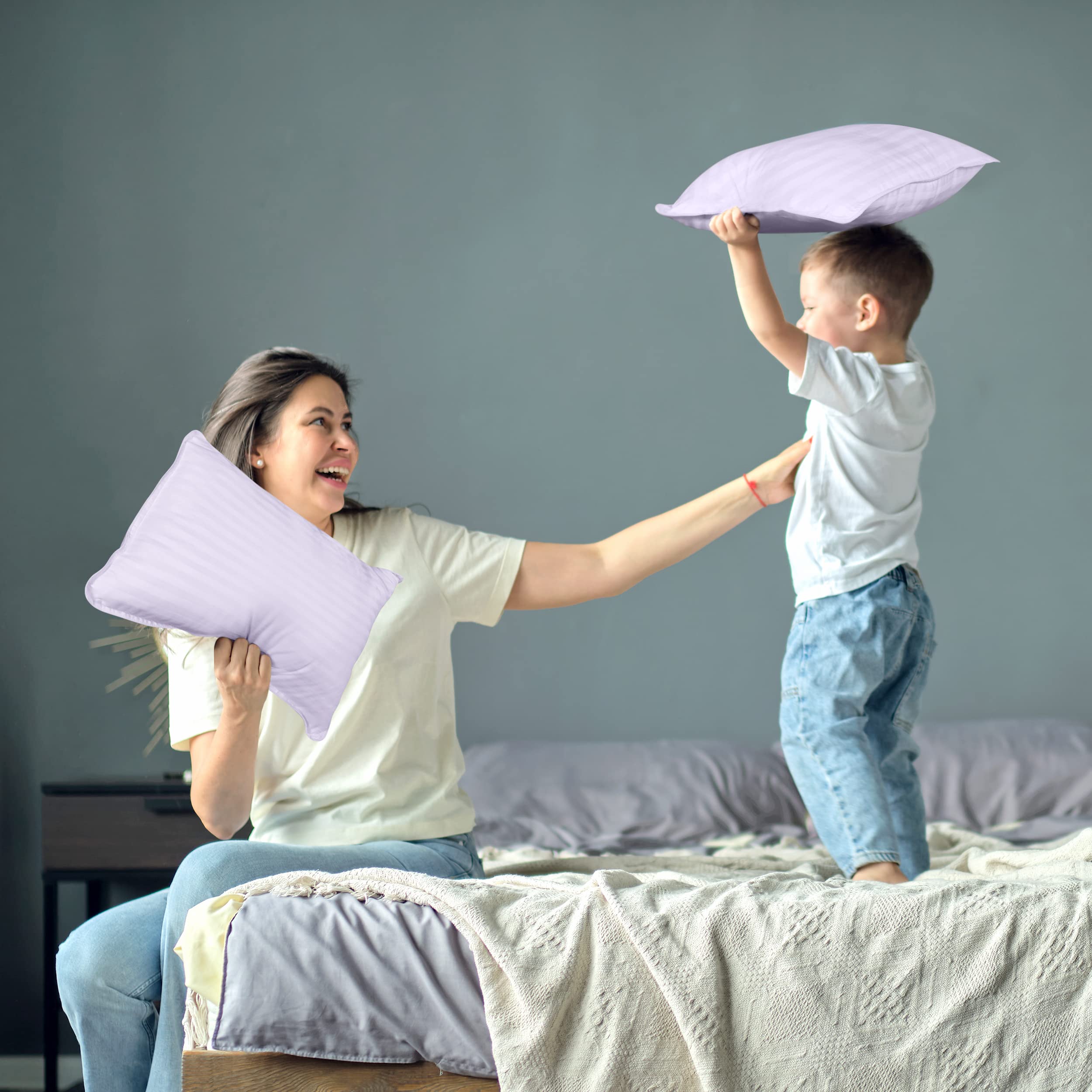 Utopia Bedding lavender color closeup pillow — calming bedtime ambiance.