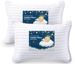 Utopia Bedding Toddler Pillow Pair Pack in white provides cozy sleep for toddlers at nap time.