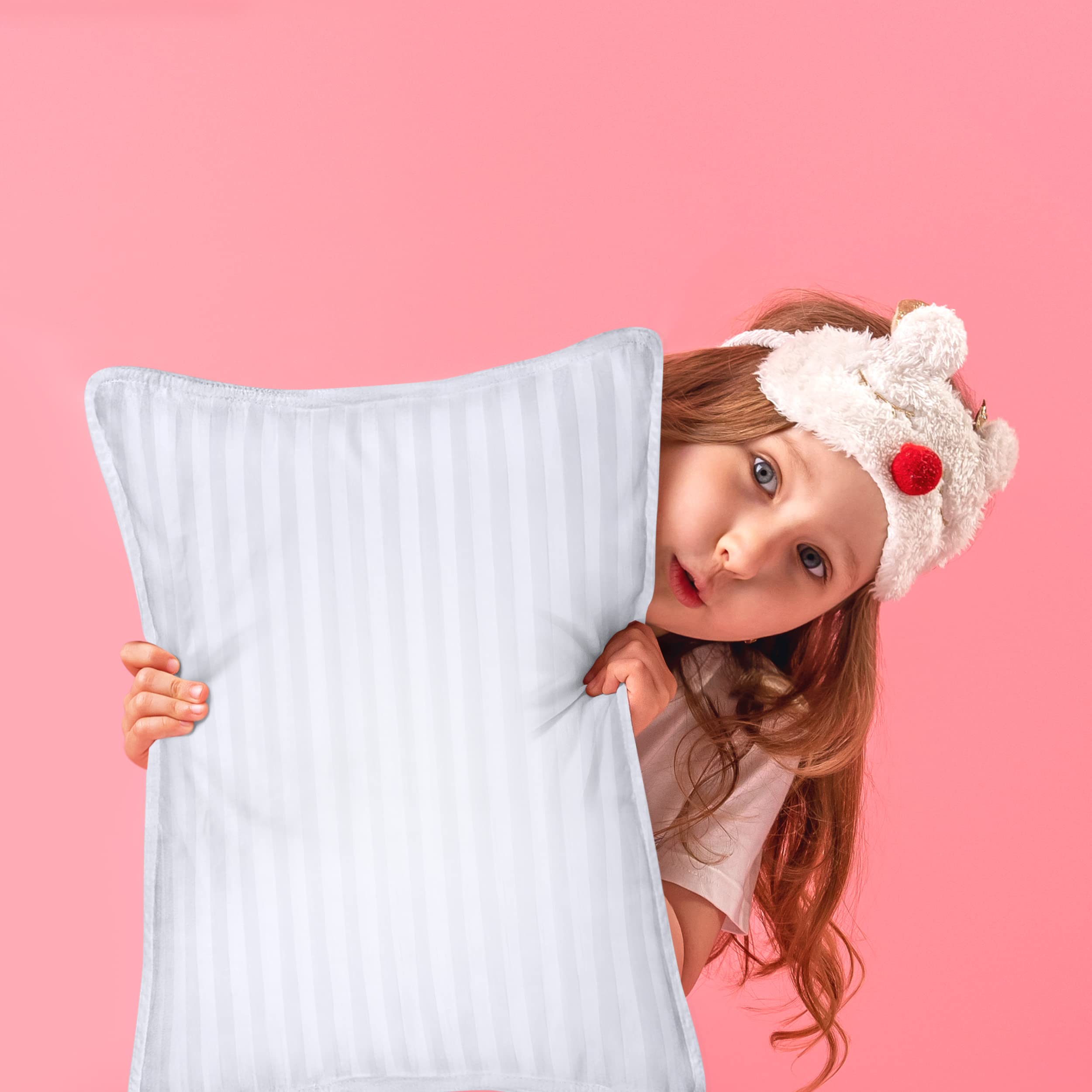Utopia Bedding Youth Pillow bedroom-scene with pair packaging for coordinated bedding.