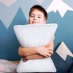 Utopia Bedding Youth Pillow cotton blend cover closeup highlighting breathable fabric.