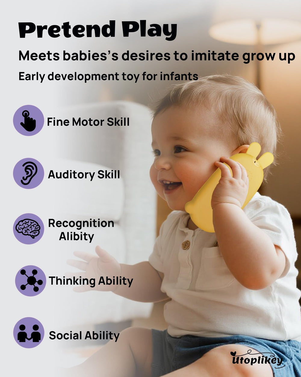 UTOPLIKEY adjustable volume keeps play comfortable and quiet