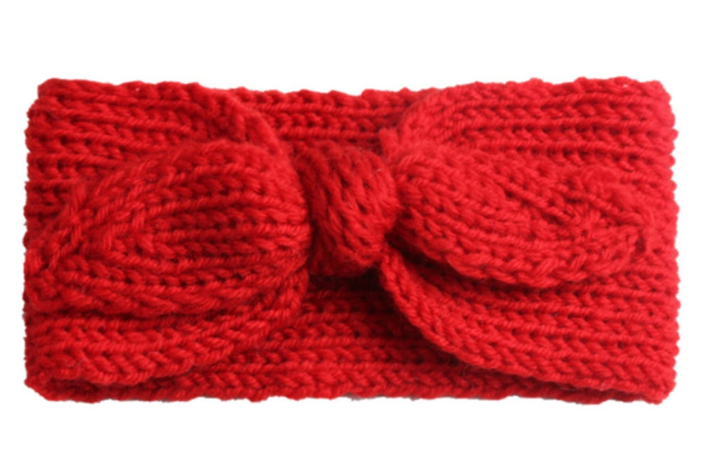 UTOWO toddler headband soft knit red beige for everyday use
