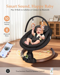 Uuoeebb baby swing Bluetooth music feature lets you stream soothing lullabies.