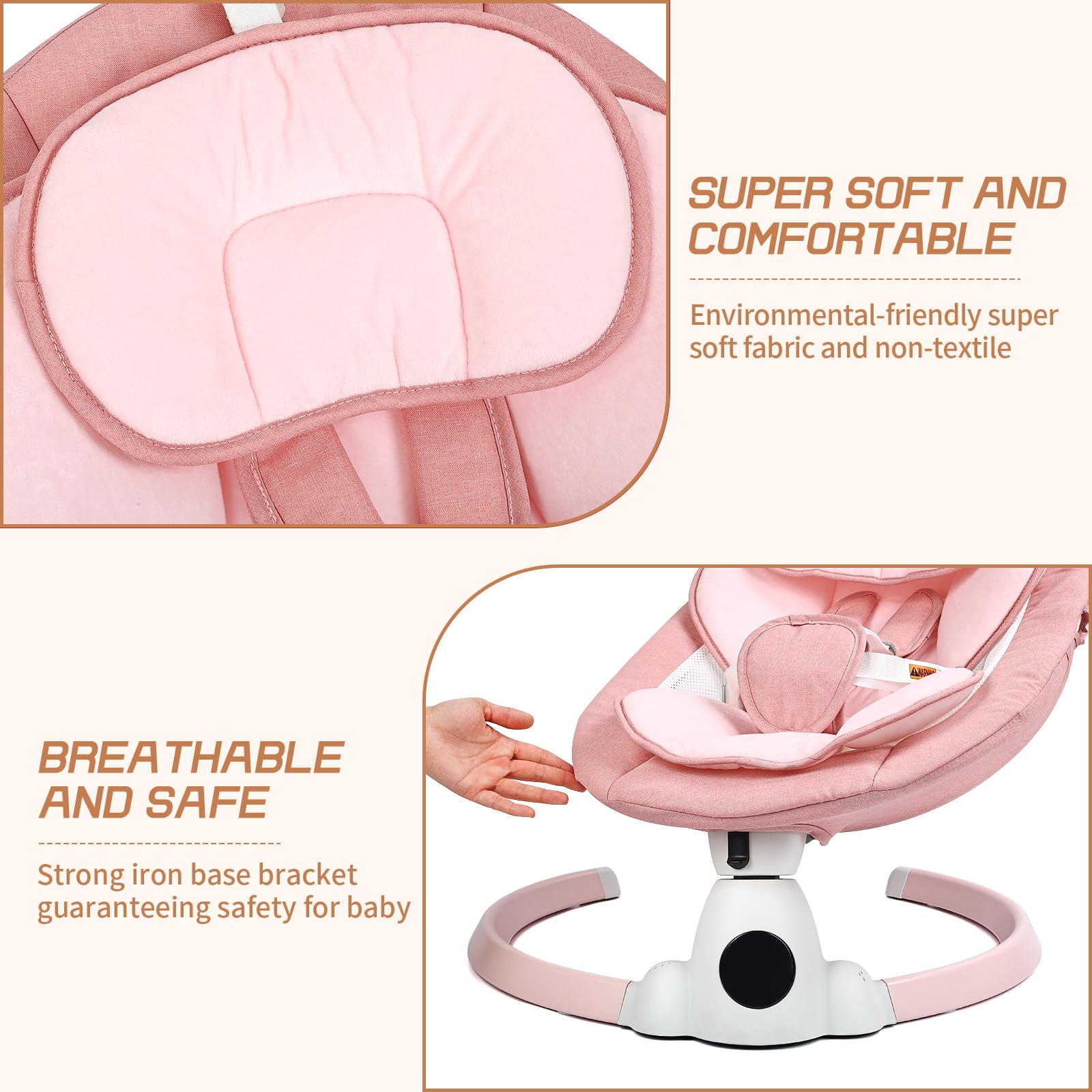 Uuoeebb baby swing with mosquito net and sunshade protects infants during outdoor use