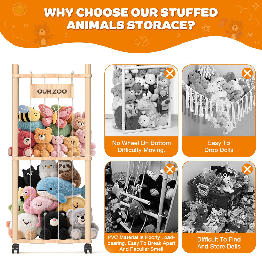 Uvellgift durable plush toy organizer with elastic straps for secure stacking.