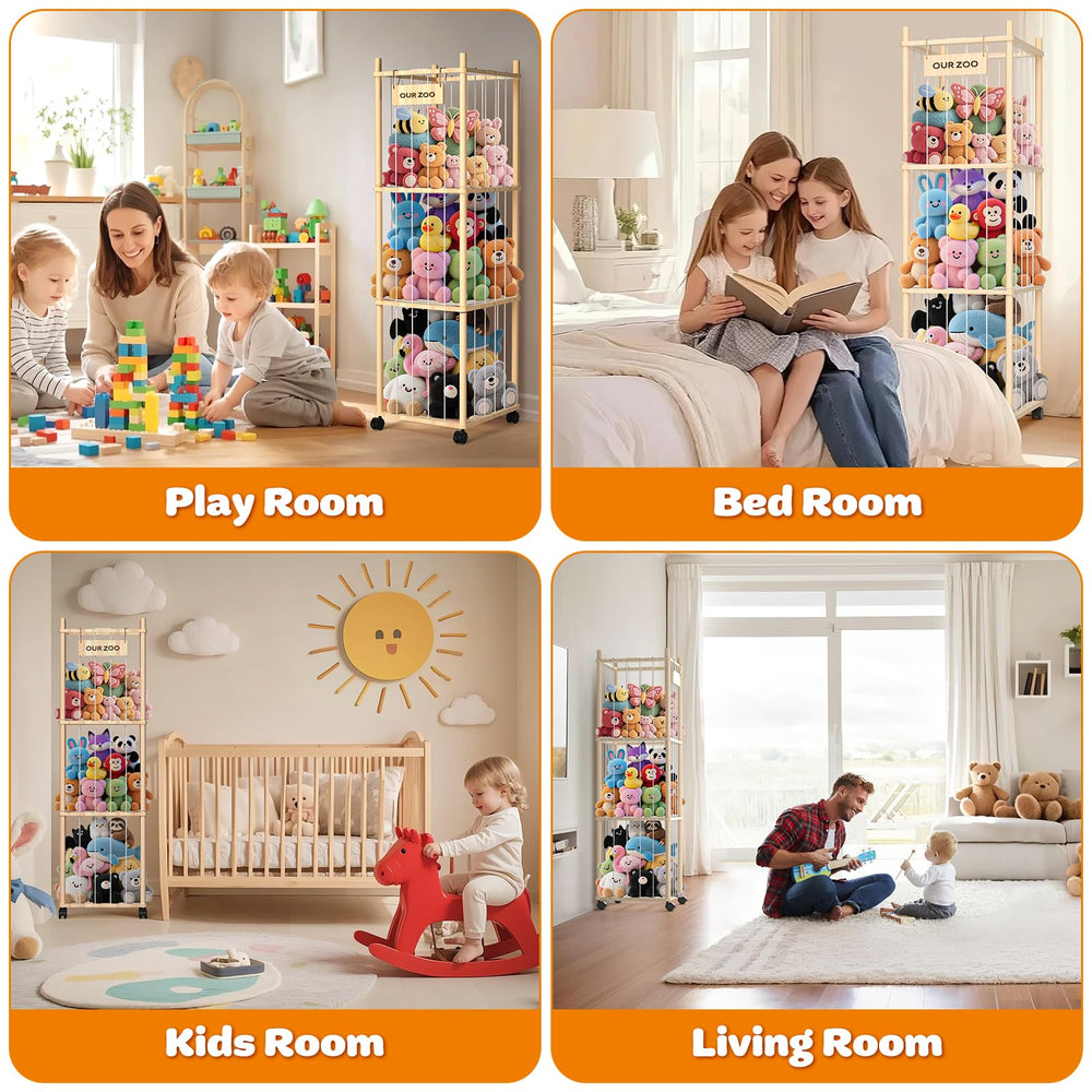 Uvellgift moveable plush storage on wheels enables quick room reorganization