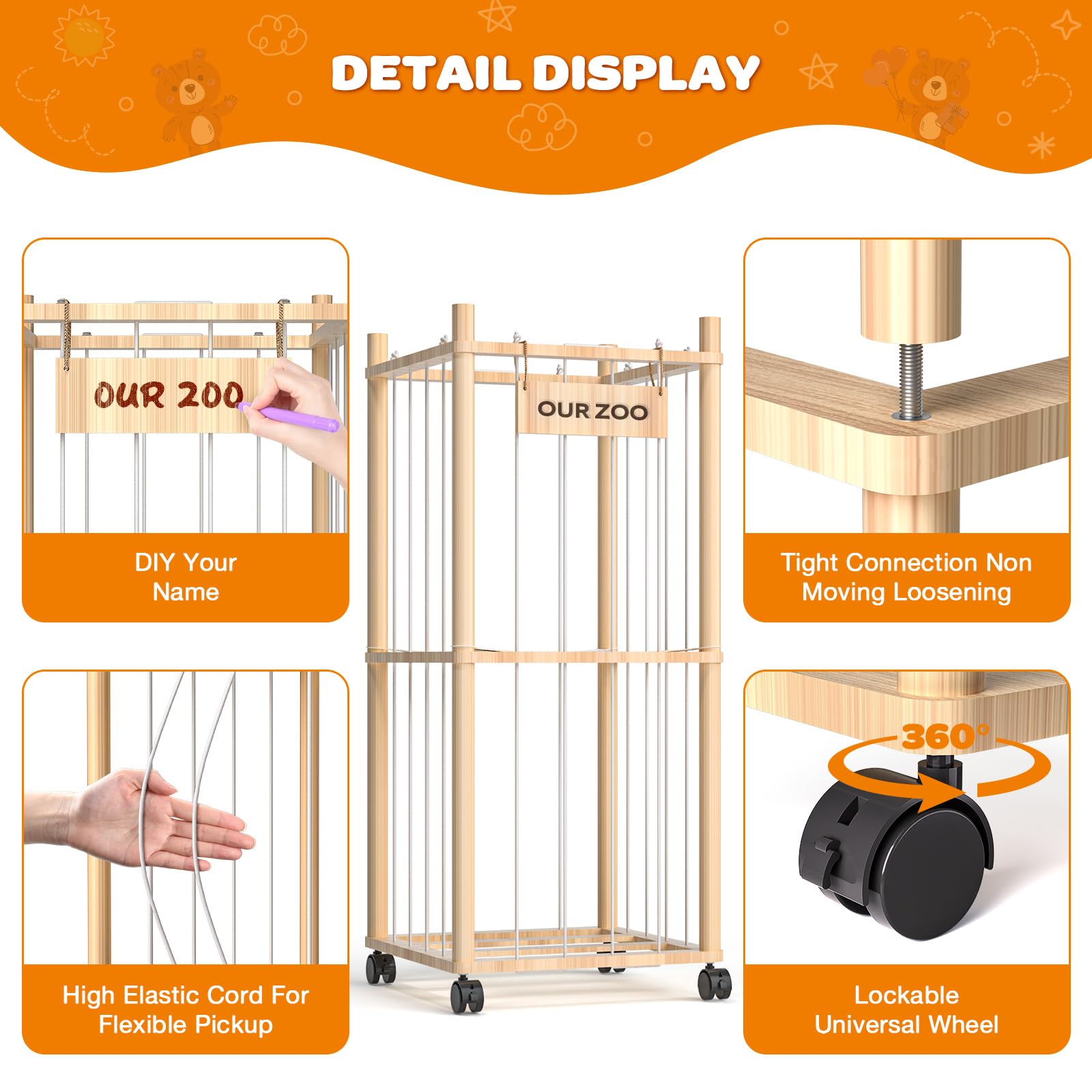 Uvellgift space-saving cage keeps kids' room free of cluttered plush toys.