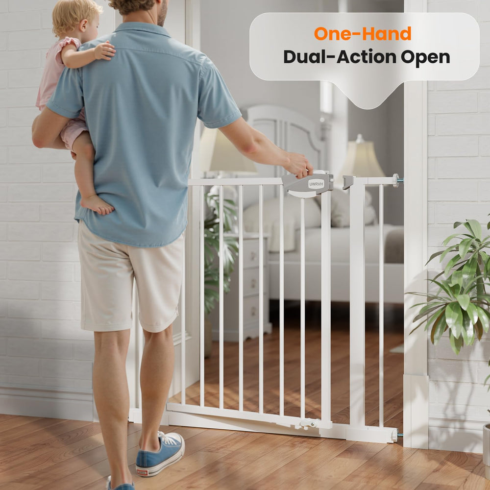 UWRVH Auto-Close Baby Gate fits 29-39 inch openings.