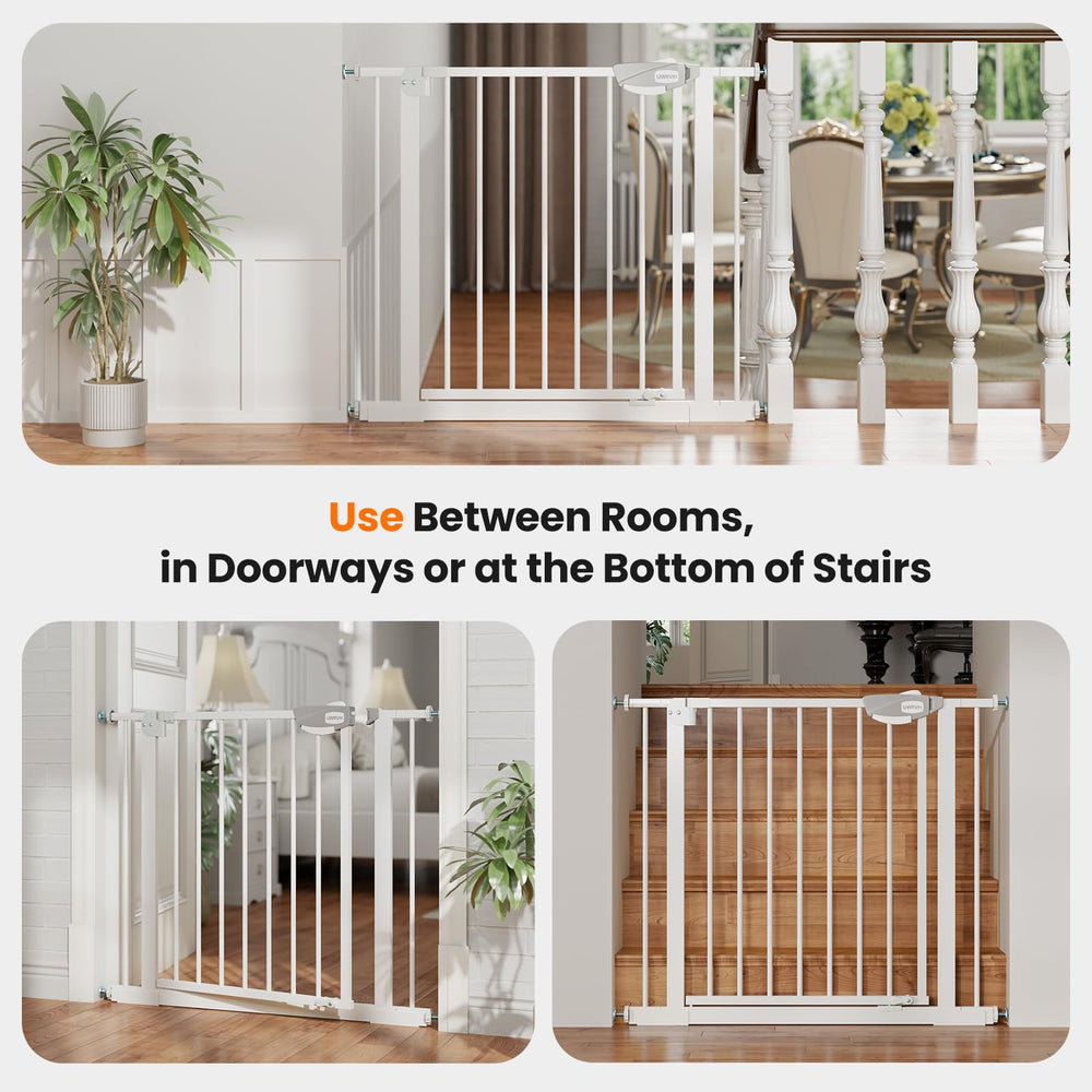 UWRVH Auto-Close Baby Gate dual lock keeps access controlled.