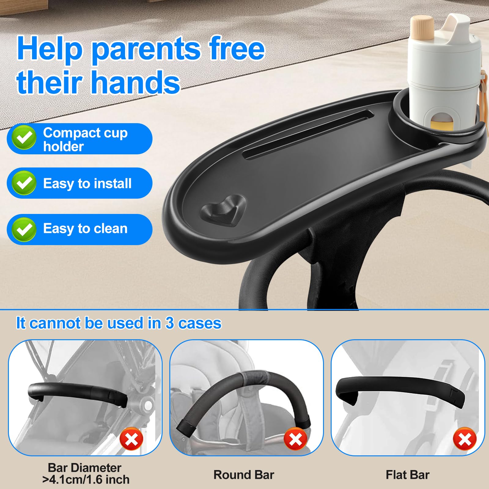 UWSTE snack-tray-360-clip showing adjustable clamps for versatile angles.