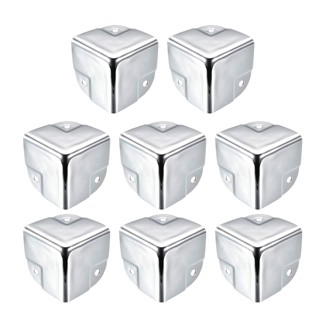 uxcell metal box corner protector chrome-plated close-up showing edge protection