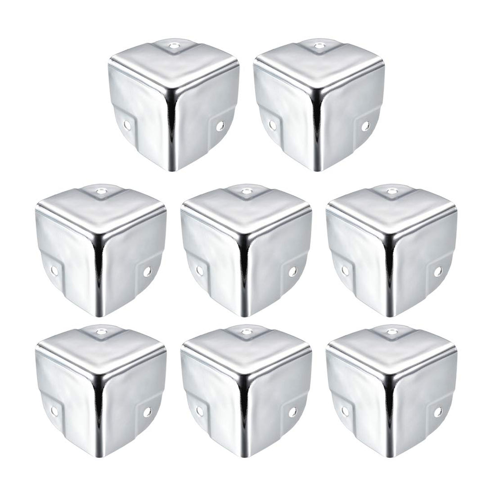 uxcell metal box corner protector chrome-plated close-up showing edge protection
