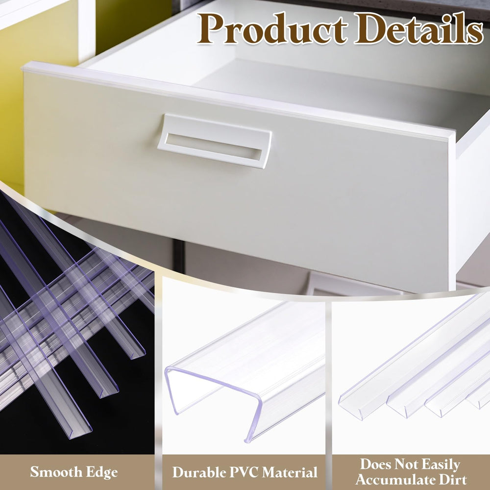 uxcell clear PVC edge protector blends with kitchen cabinets while protecting edges.