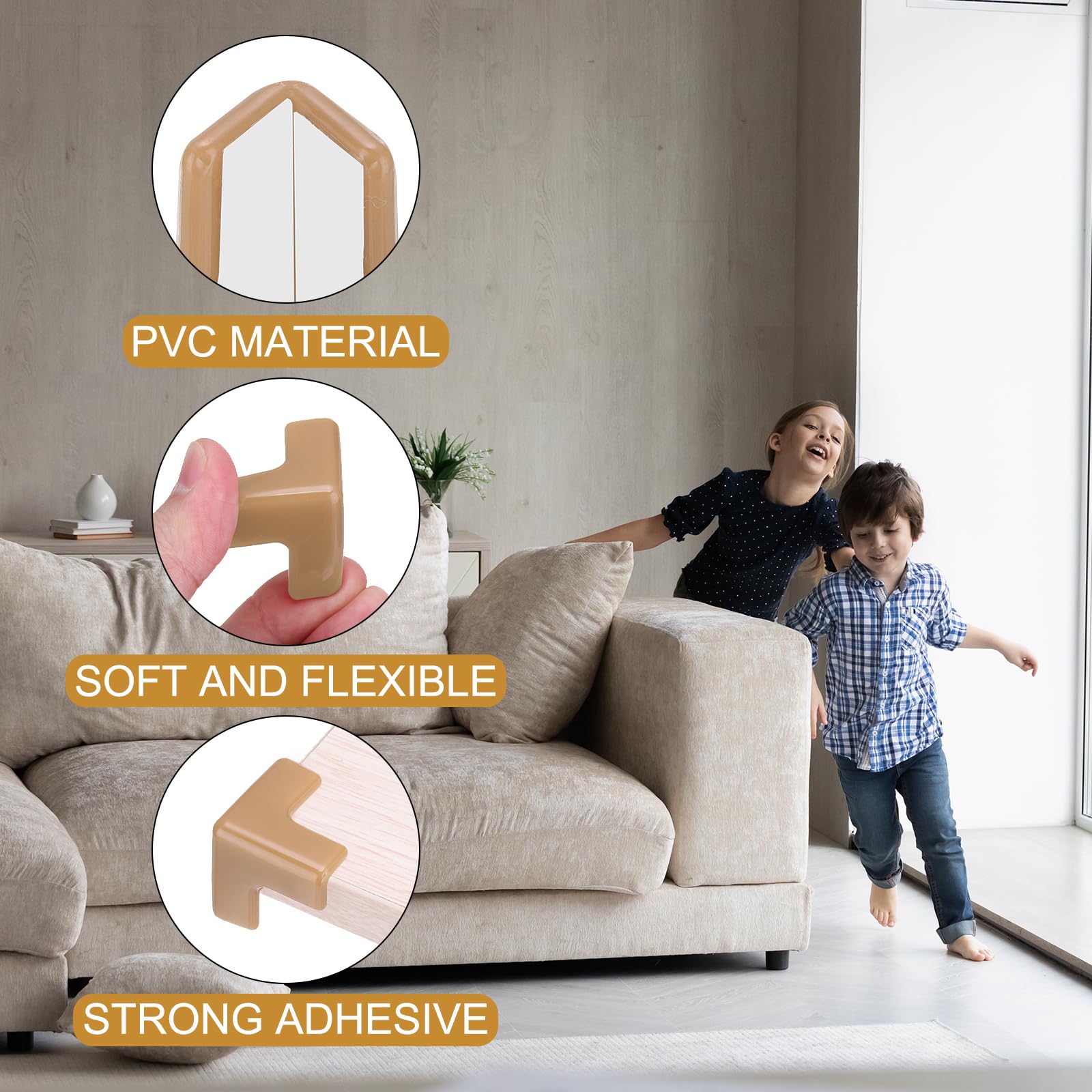 uxcell corner protectors adhesive closeup — strong transparent adhesive for firm furniture hold