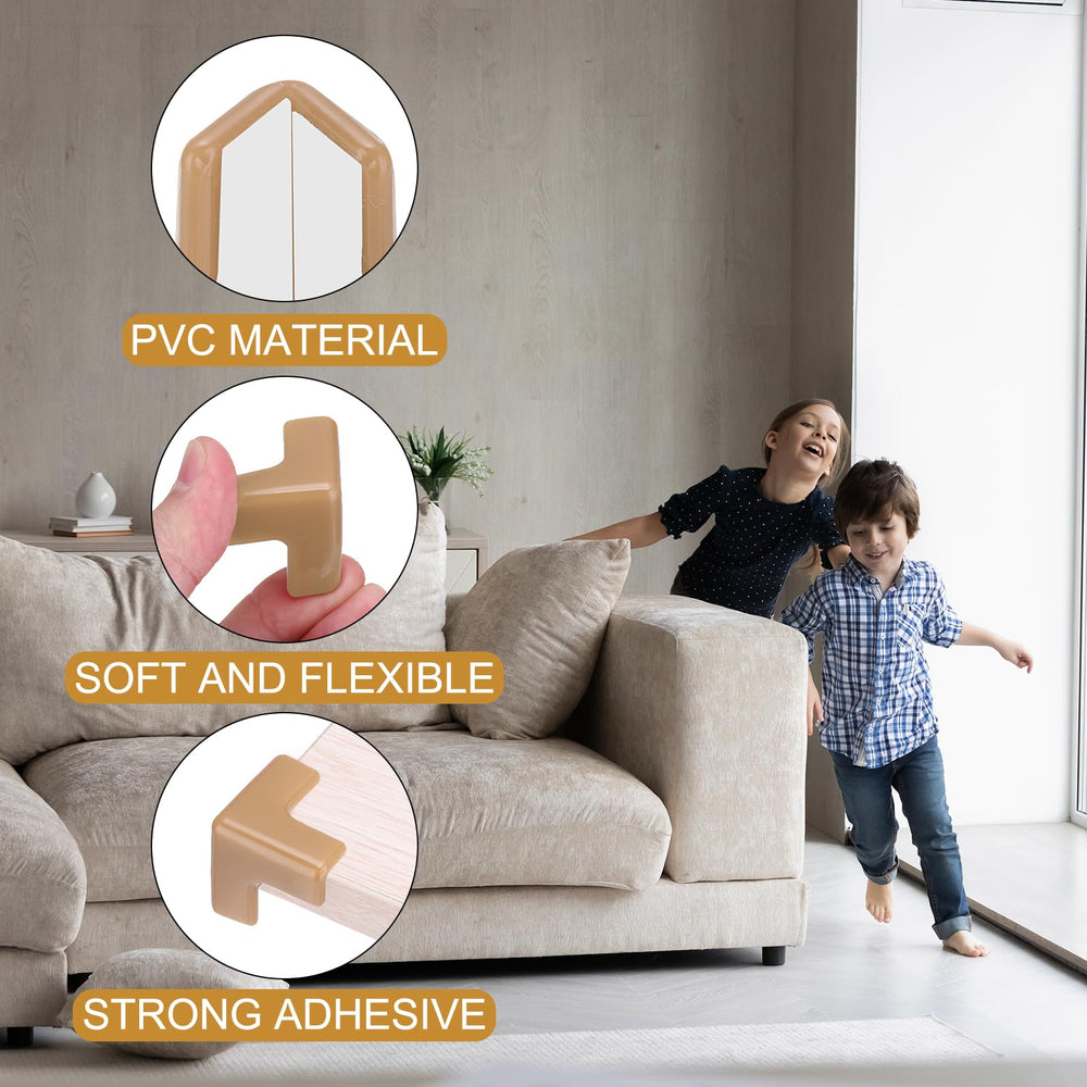 uxcell corner protectors adhesive closeup — strong transparent adhesive for firm furniture hold