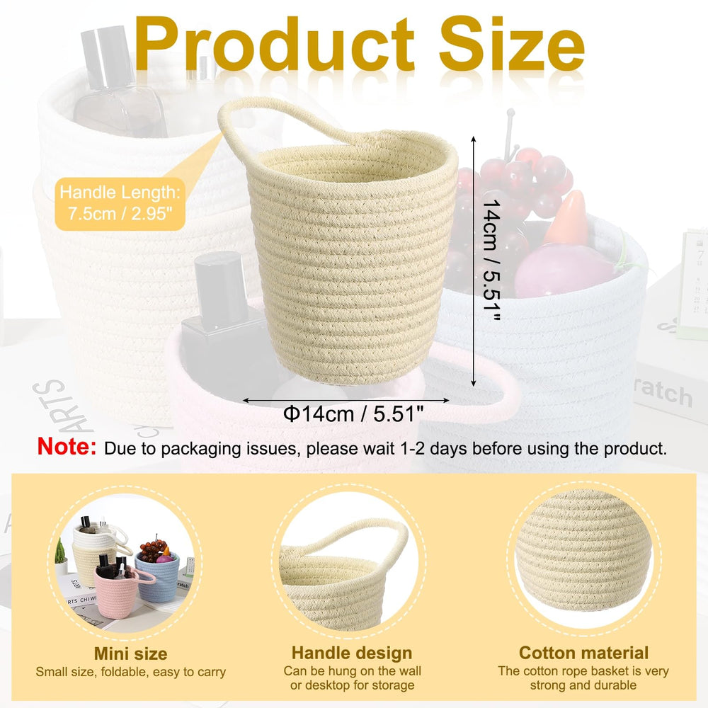 uxcell khaki cotton rope storage basket with durable round base maintains sturdy shape.