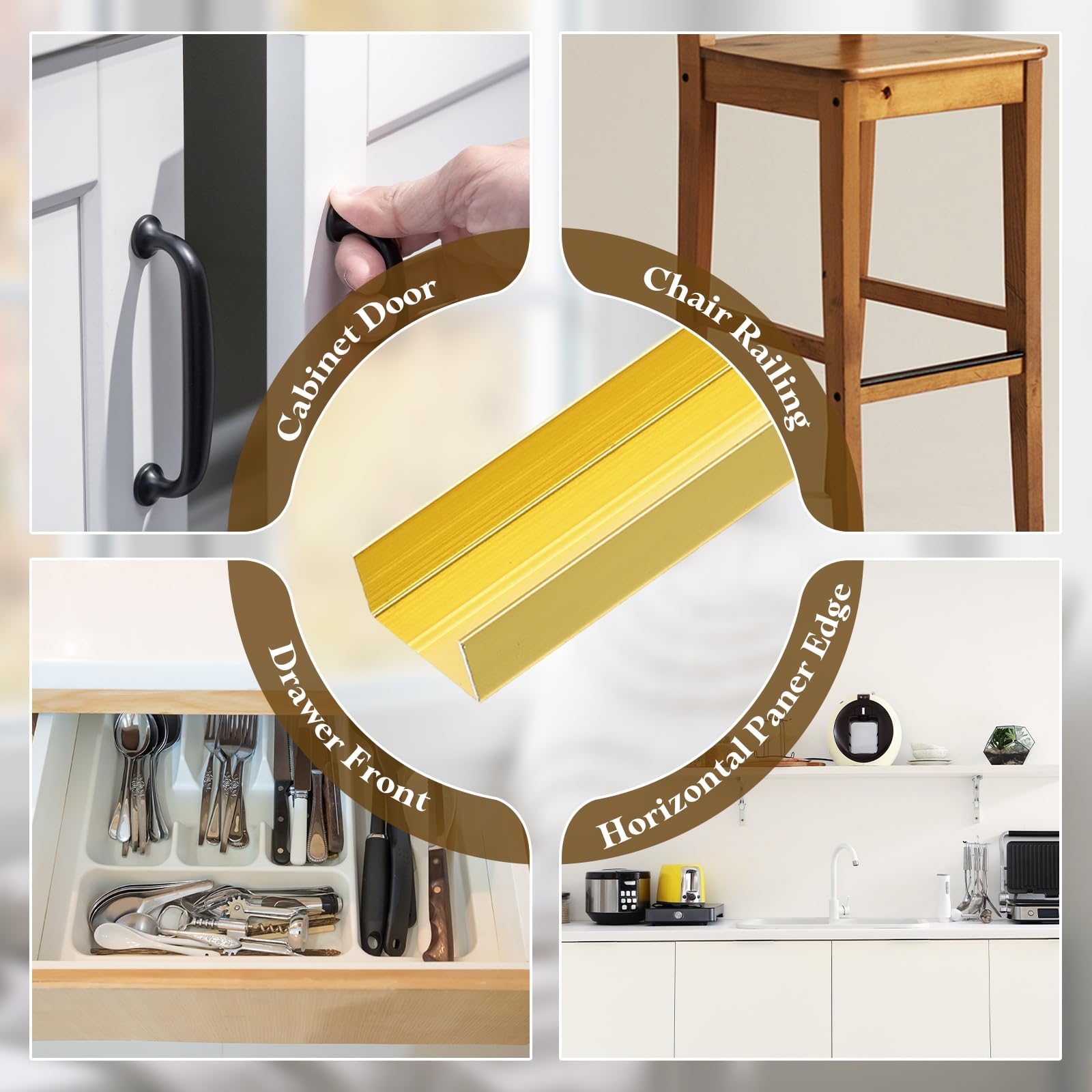uxcell metallic edge protector adds stylish protection to modern cabinets.