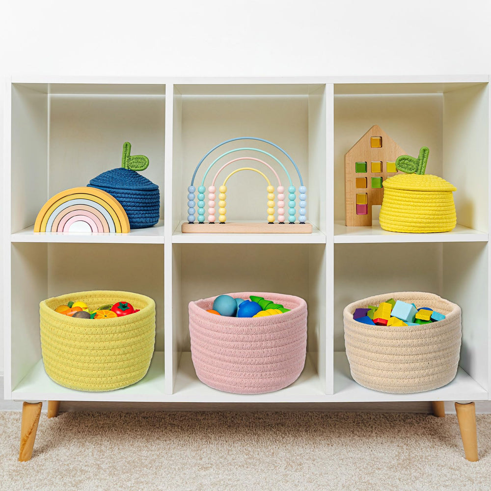 uxcell nursery storage basket soft cotton rope for toys and small items