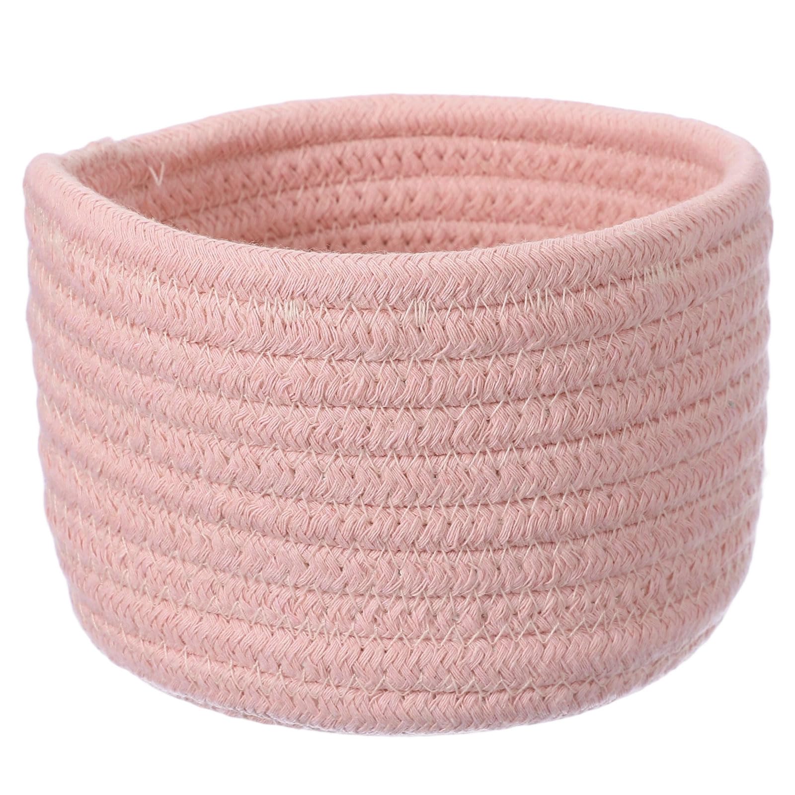 uxcell pink small cotton rope basket front view, soft texture for cozy storage