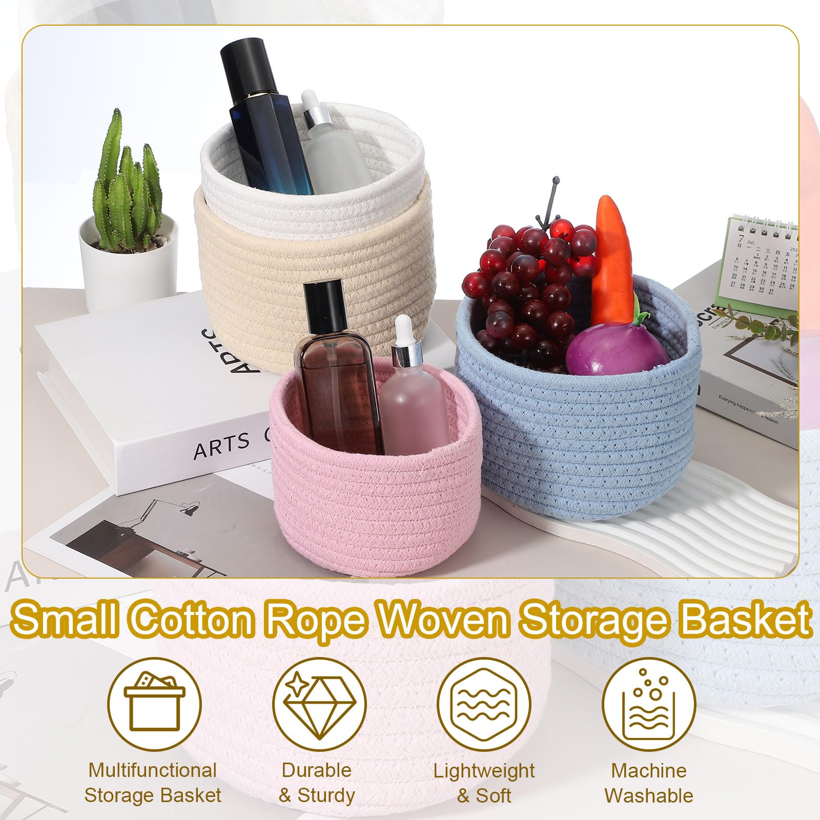 uxcell round storage basket 5-6x3-6, desktop use for neat organization