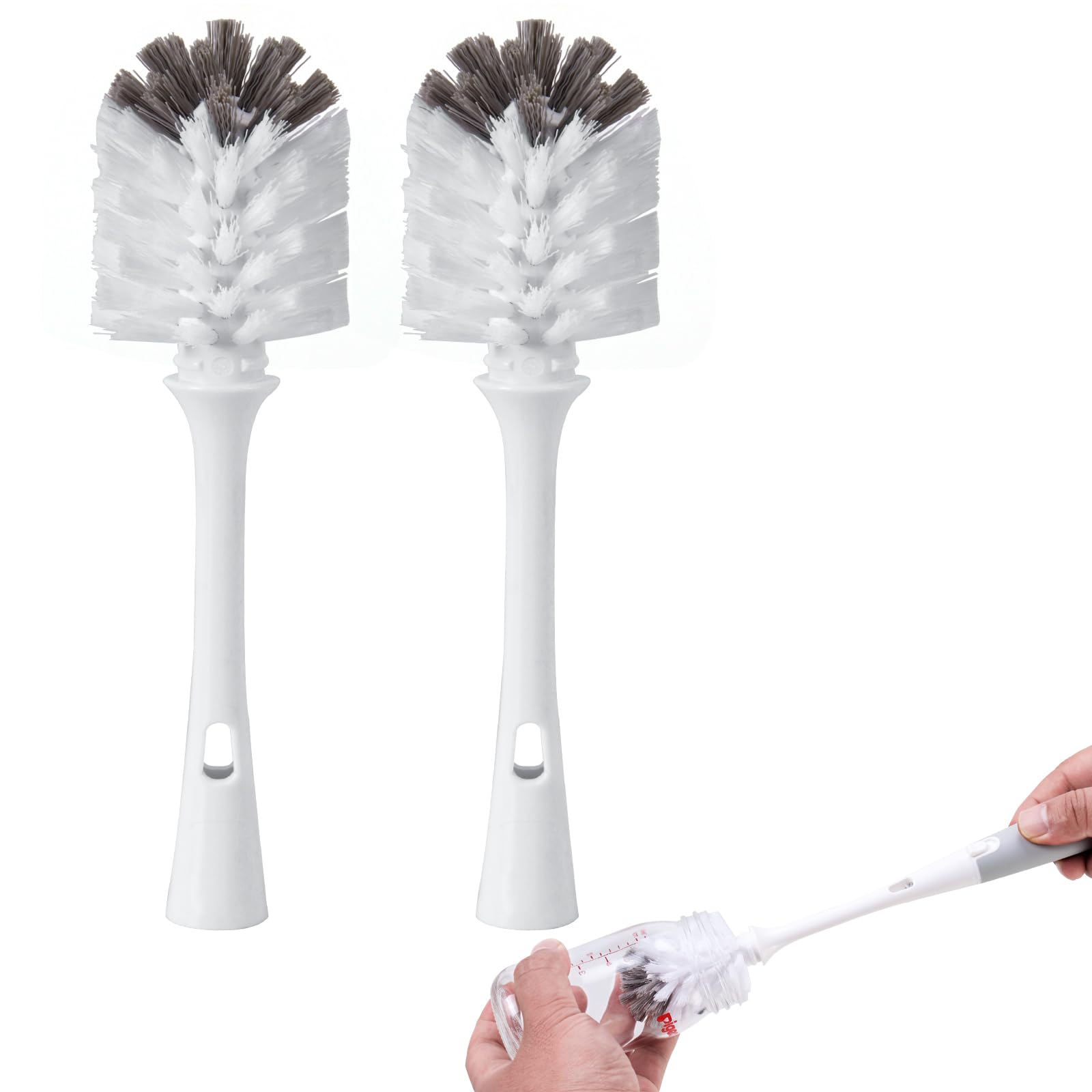 UXIETIN oxo bottle brush head closeup highlighting dense bristles for thorough cleaning.