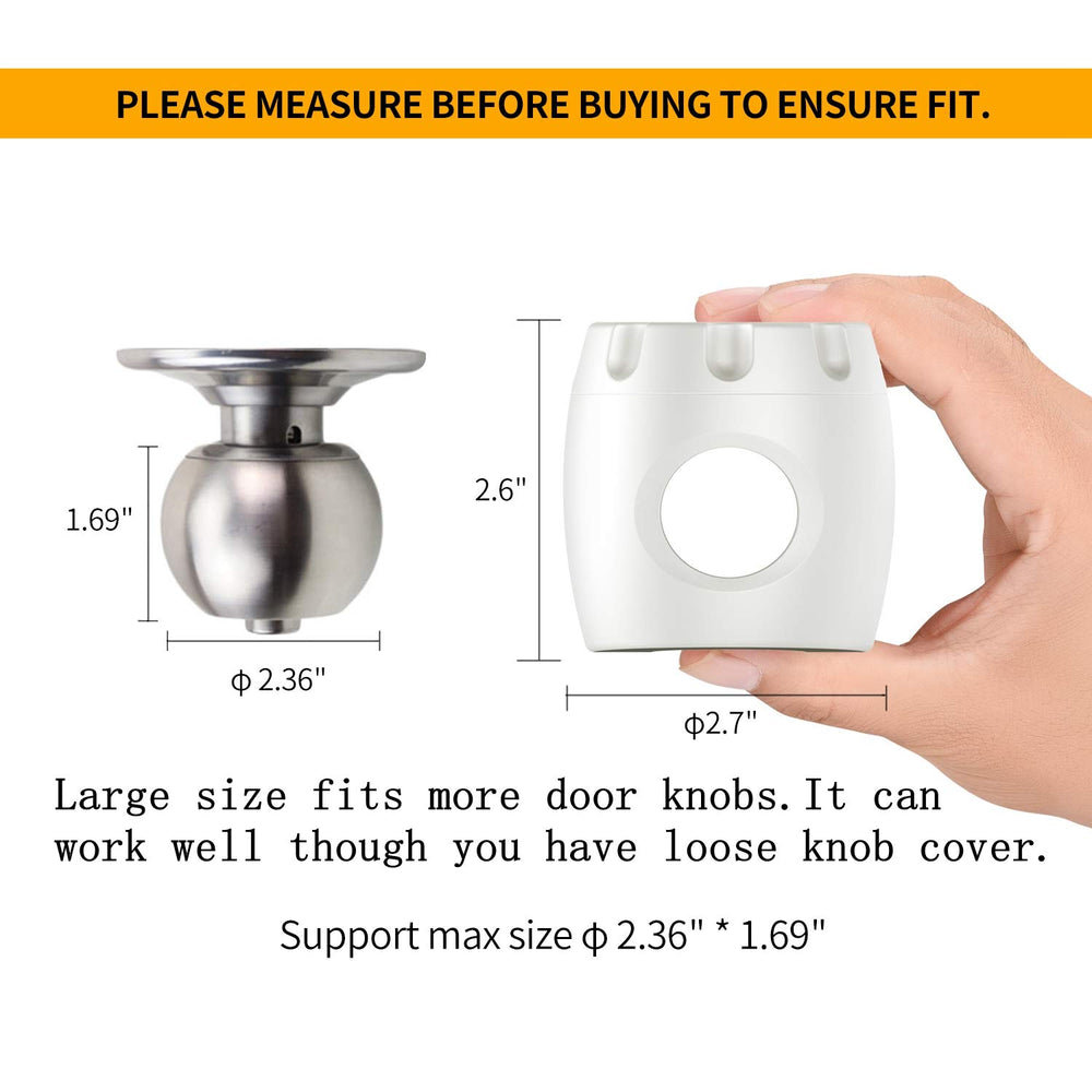 Uxoz door knob safety cover being installed without tools highlights quick, painless setup.