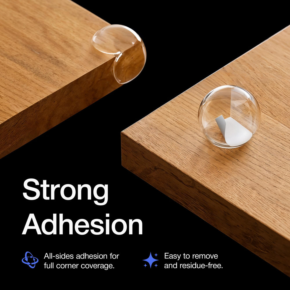 UXU Corner Protector in-use on a babyproofed table edge keeps little explorers safe.