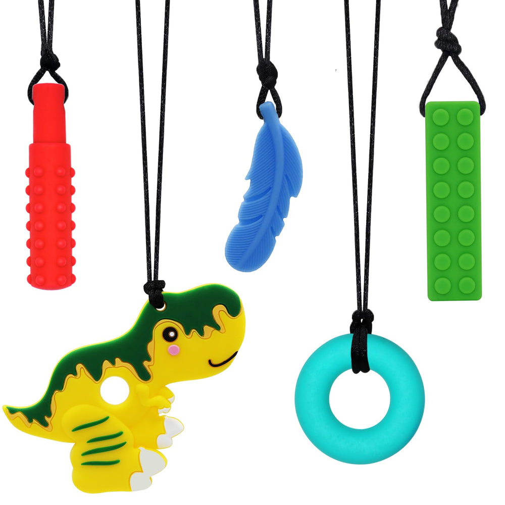 V-TOP chew necklace dinosaur offers tactile stimulation to aid focus at school.
