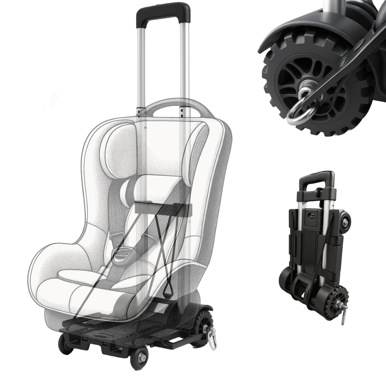 V VOLKGO car seat dolly isoifix attachment demonstrates quick, secure setup.