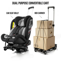 V VOLKGO car seat dolly smooth wheels glide across airport surfaces.