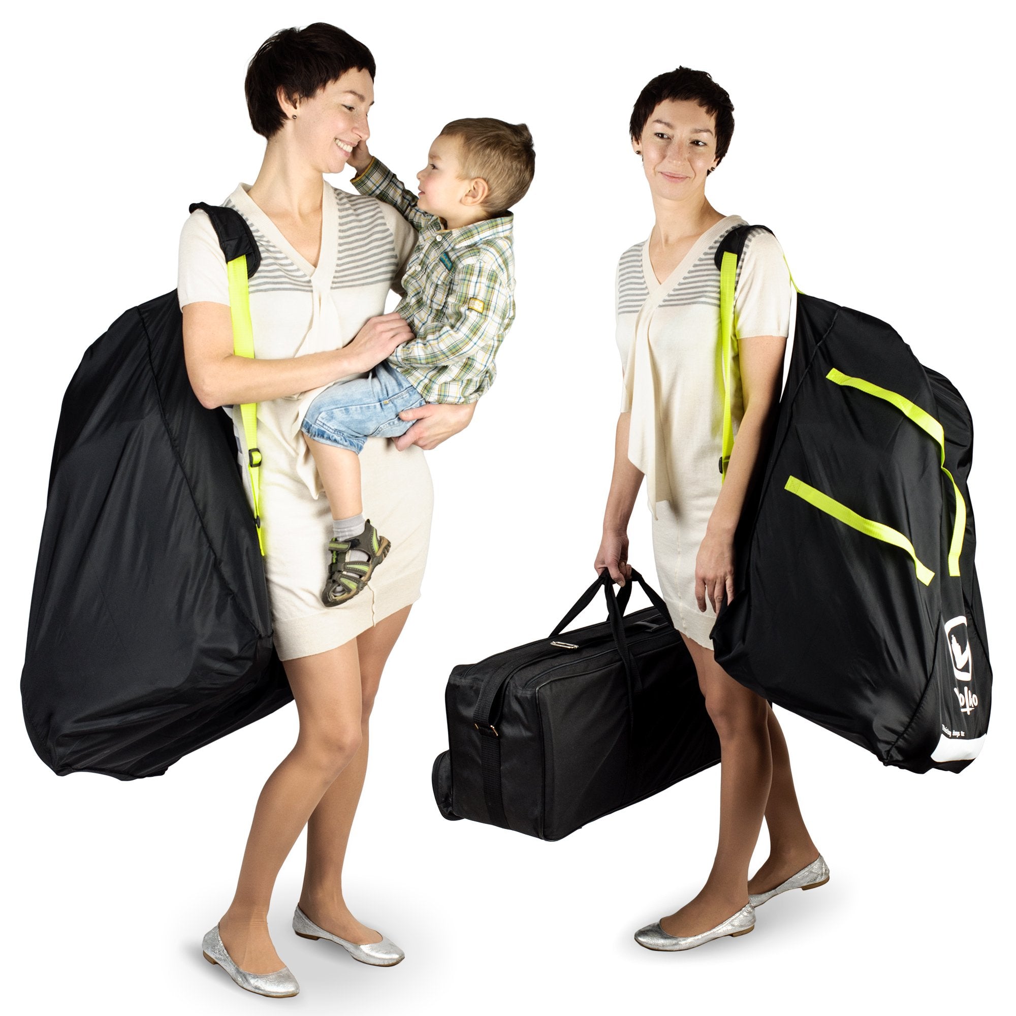 V VOLKGO car seat travel bag on airport carousel for easy spotting