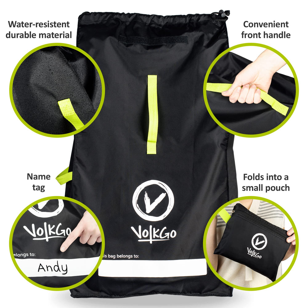 V VOLKGO car seat travel bag gate-check ready position at airport