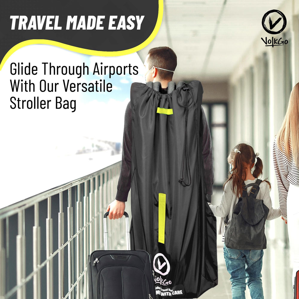 V VOLKGO Water-resistant nylon stroller bag protecting gear from rain and splashes.