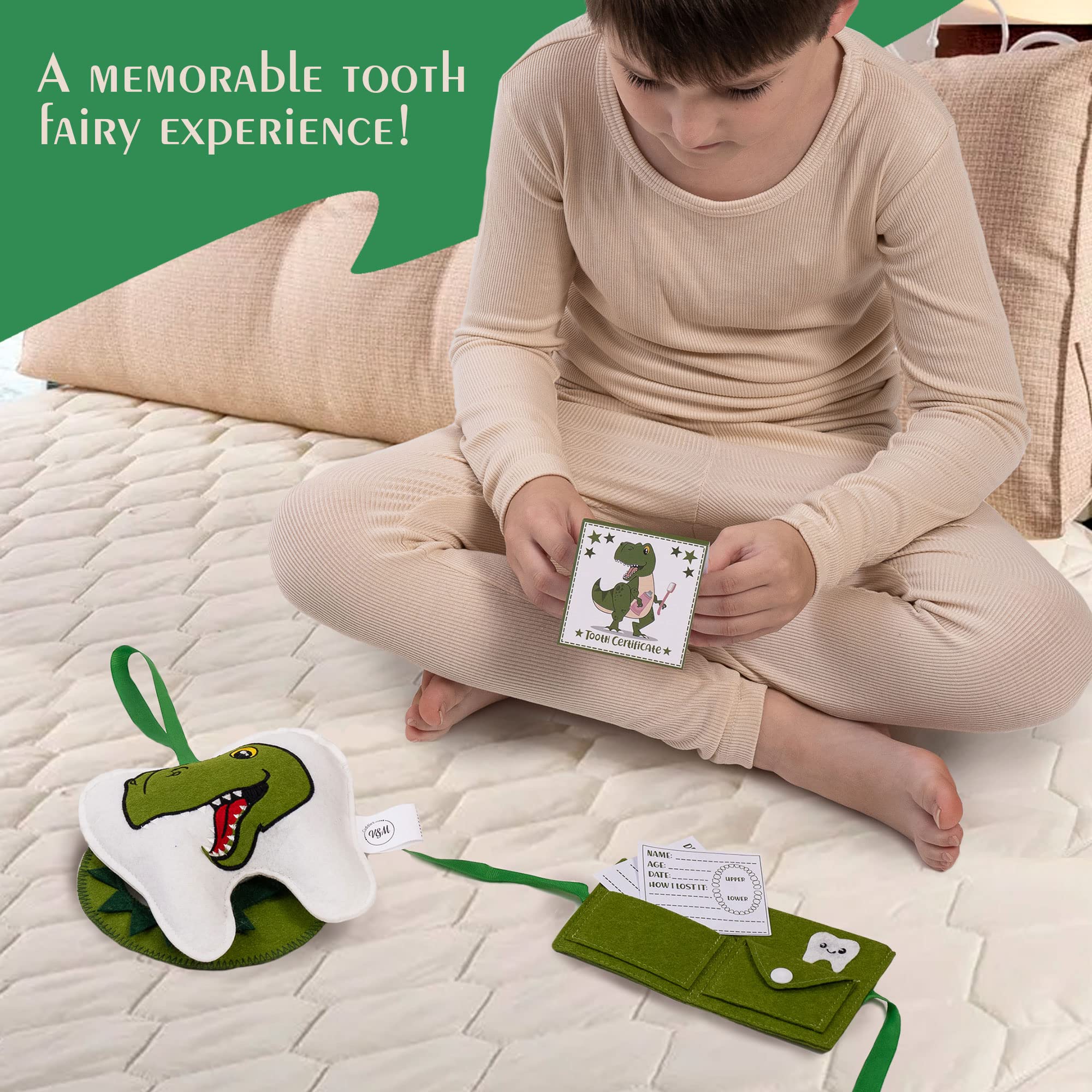 V&M Cuddles tooth fairy kit hanging option demonstrates flexible display on doors.