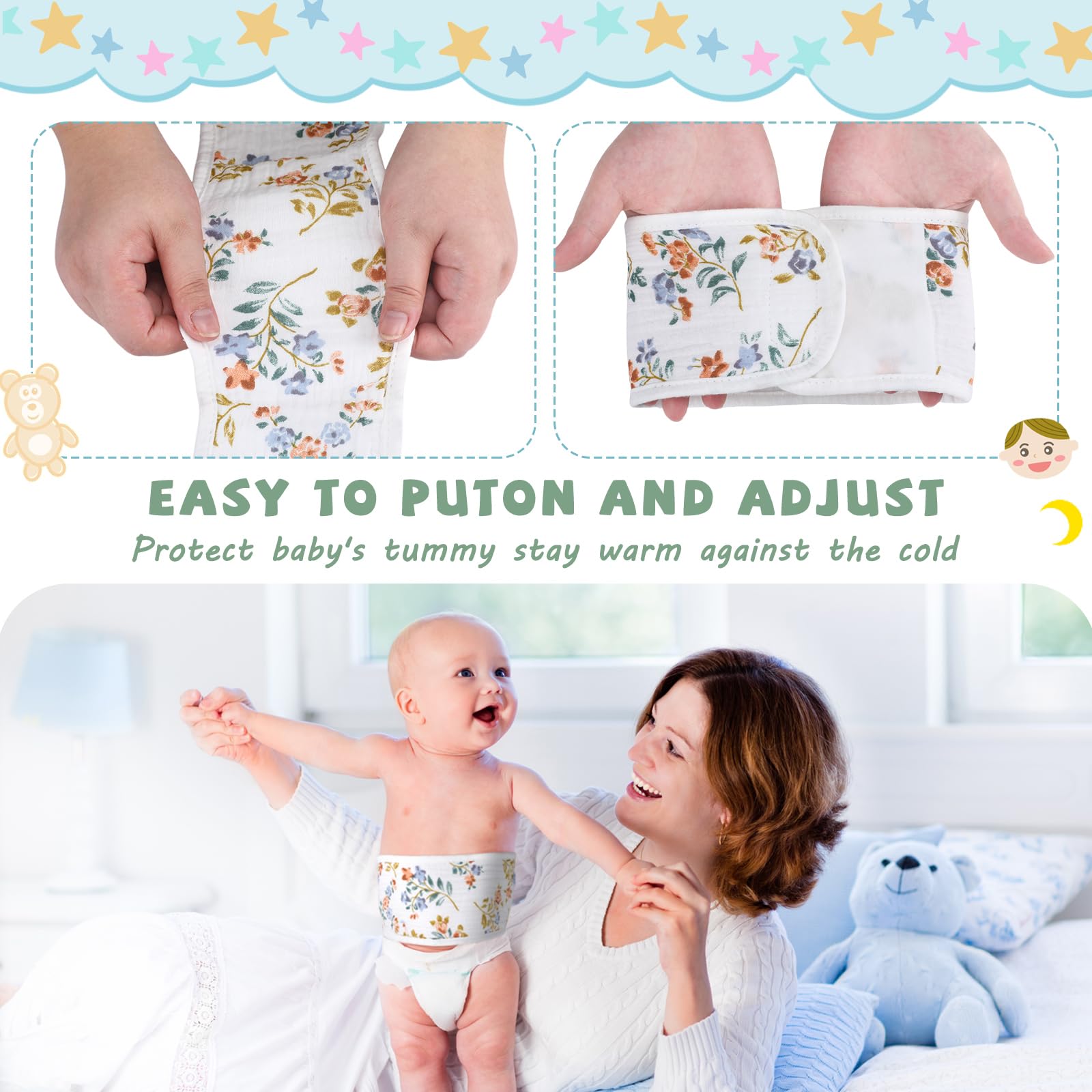 Vabean belly band in use during sleep, promoting warmth and comfort.