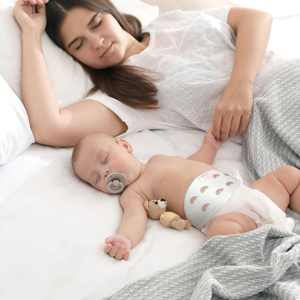 Vabean belly wrap adjustable cords design demonstrates secure fit for growing newborns.