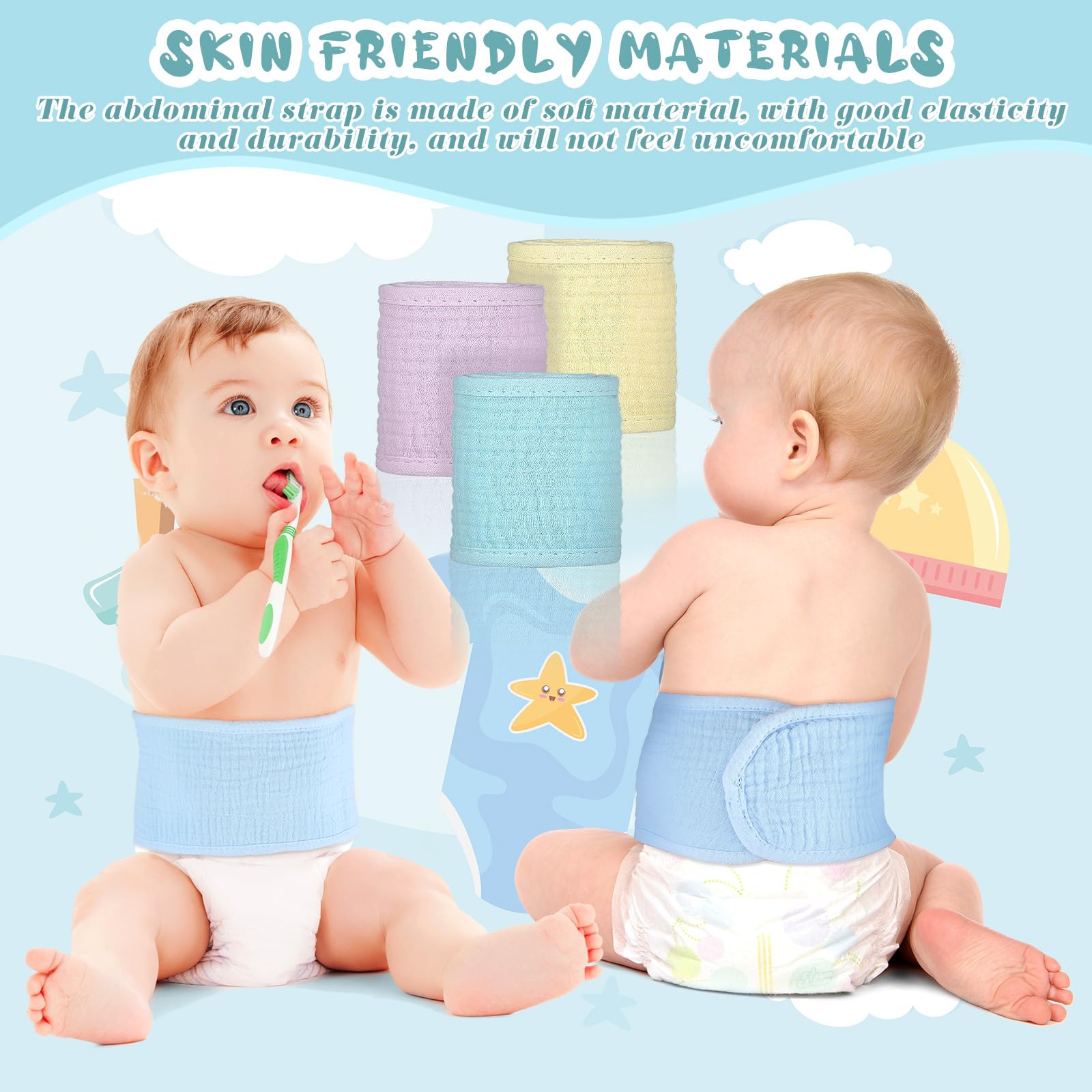 Vabean adjustable-strap umbilical cord band for a secure fit on tiny waists.