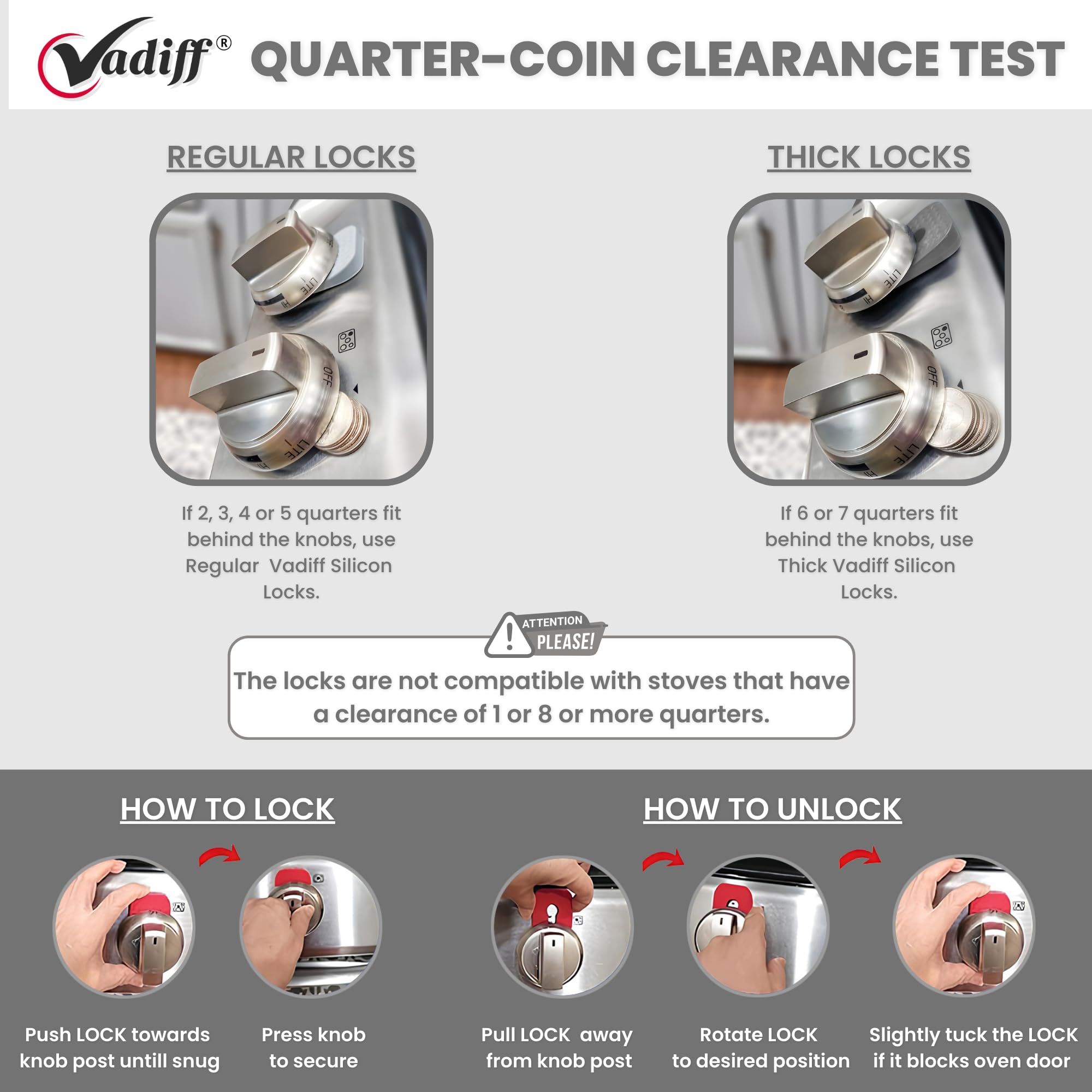 Vadiff heat-resistant silicone knob locks withstand high stove heat