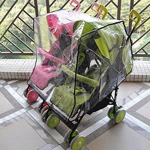 Vafon Aligle side view highlights universal fit for side-by-side strollers and wind protection.